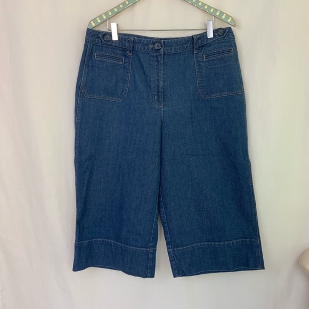 Vintage Talbots Size 16 Denim Capri Plus Size Stretch Cotton Blend
